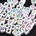 aizhouzh 600 Pieces 6mm DIY White Colorful Acrylic Alphabet Letter Cube Beads for Jewelry Making, Bracelets, Necklaces,Children's Educational Toys, Key Chains and Kids Jewelry