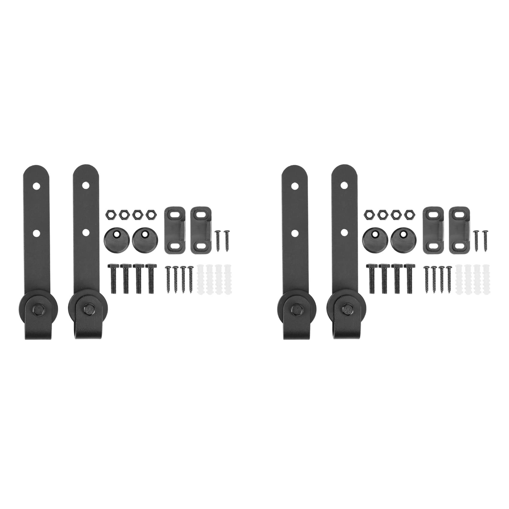 Jnchdghwa Black 2X Cabinet Sliding Barn Door Hardware Kit Super Mini Sliding Door Hardware Hardware Kit Top Mount Hanger Track Closet