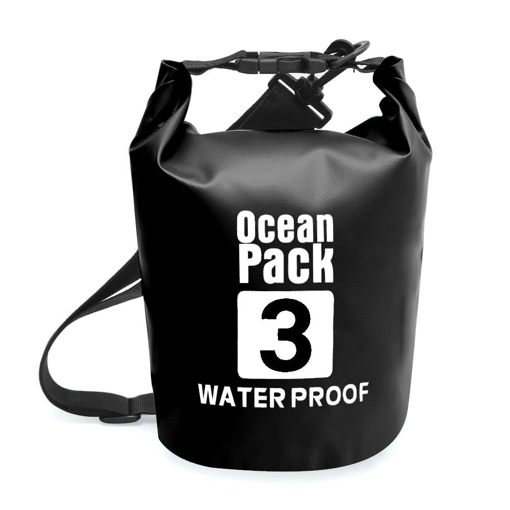 WUZIA 3L Dry Bag,Small Capacity Dry Sackwith Long Adjustable Shoulder Strap for Swimming,Rafting, Kayaking, Trekking and Boating