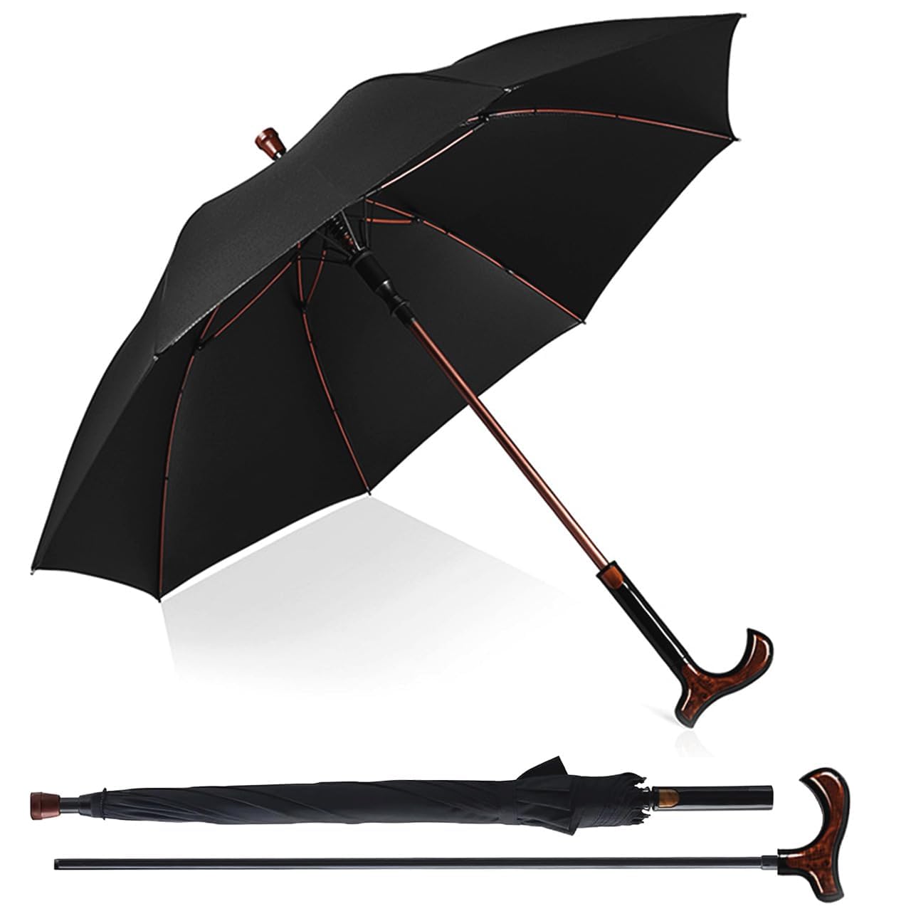 YAIUNHIQ Cane-Umbrella Walking Stick Umbrella-2 in 1-Stick Umbrellas Umbrella for Outdoor Hikers and Climbers