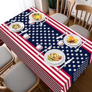 Childom 2 Pack Patriotic Tablecloth,Disposable Plastic Tablecloth 54" x 108" Patriotic Decorations Birthday Party Supplies for Camping,Memorial,Veterans Childom 2 Pack Patriotic TableclothDisposable Plastic Tablecloth 54 x 108 Patriotic Decorations Birthday Party Supplies for CampingMemorialVeterans