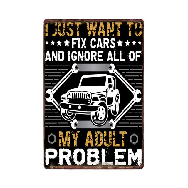 Placa decorativa de pared con diseño de coches que dicen la vida, 20 x 30 cm