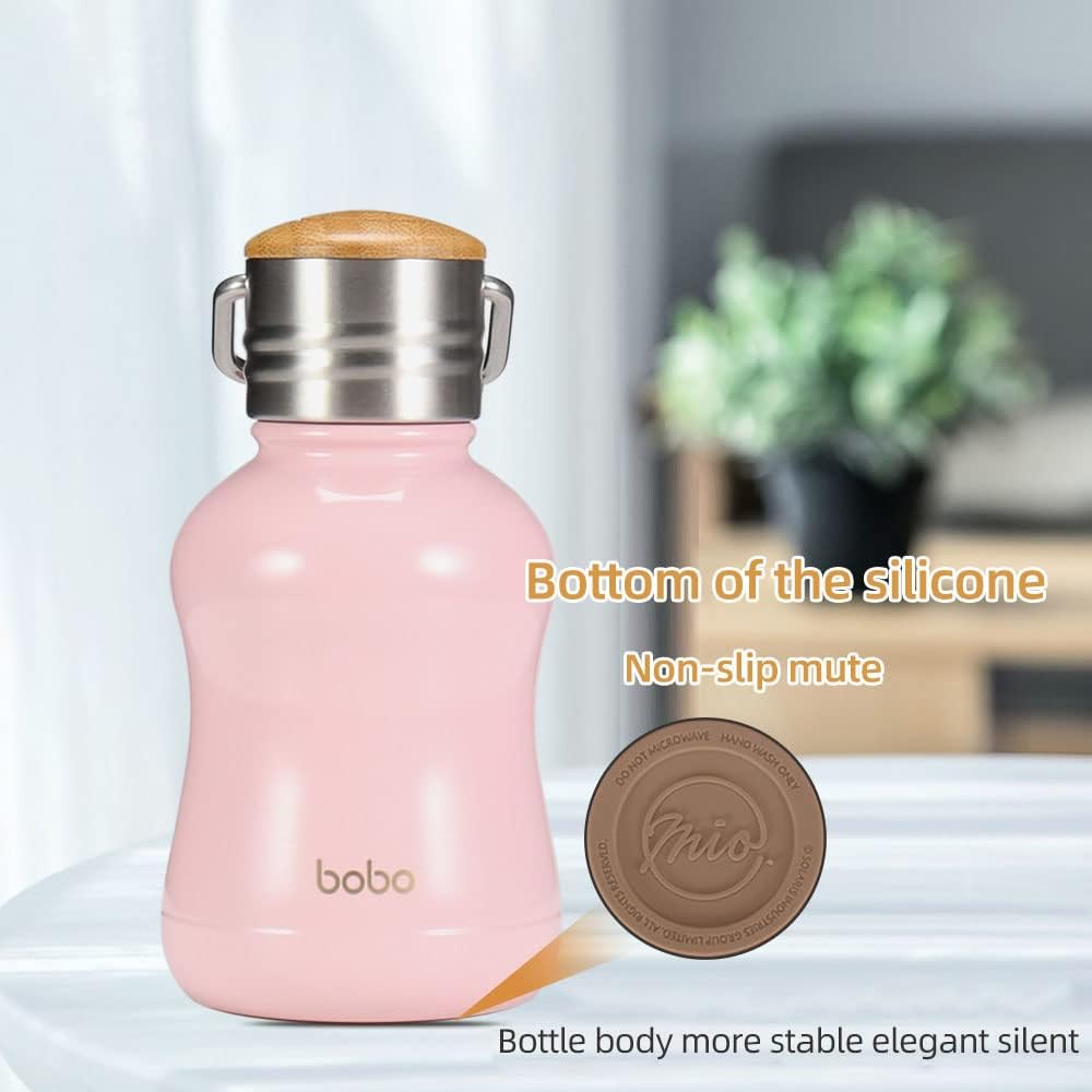 YOHKOH Mini Vacuum Insulated Water Bottle With Bamboo Lid - Stainless Steel Thermos Water Bottle for Women Girls Kids, Metal Sports Hot and Cold Water Bottle Leak-Proof BPA-Free (6.4oz,Pink) - Image 5