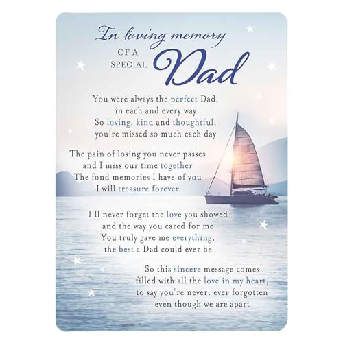 Graveside Memorial Card Remembrance Verse Plastic Coated Grave Graveside Card - 120 x 165 mm - Special Dad 0905