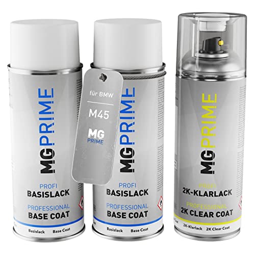 MG PRIME Pintura automotriz Set de botes de spray de 2 componentes para BMW M45 Racing Blue Metallic Matt Fondo pintura base pintura transparente de 2 componentes aerosol