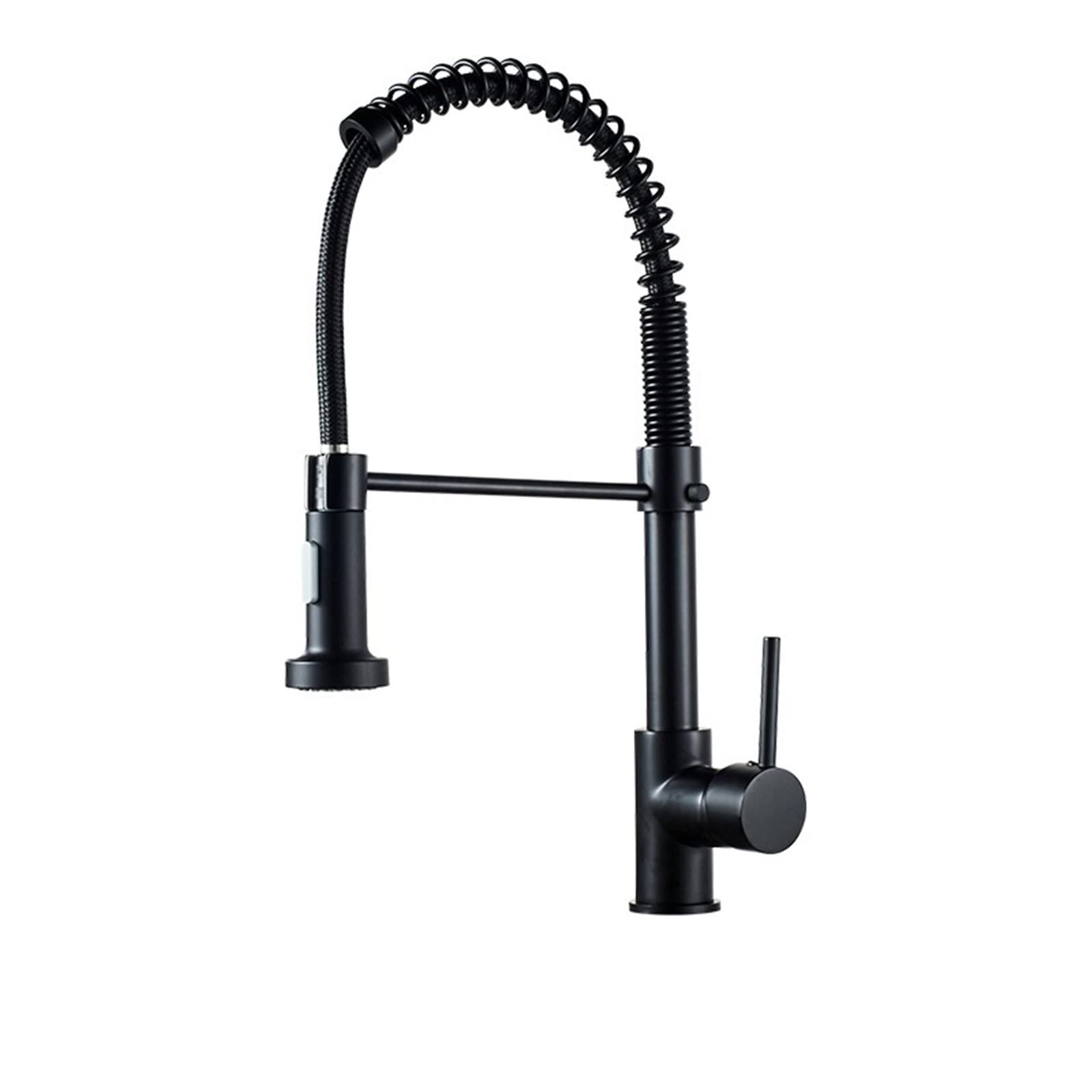 Deck Mounted Flexible Kitchen Faucets Pull Out Mixer Tap Black Hot Cold Faucet Spring Style with Spray Mixers Taps,Precise Control(Nero)