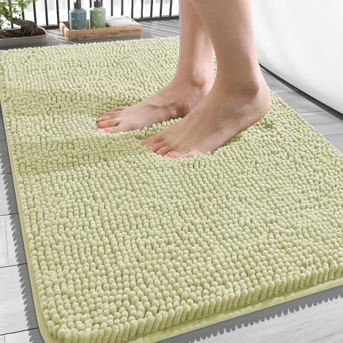 Image of OLANLY Bathroom Rugs 34x21, Extra Soft Absorbent Chenille Bath Rugs, Rubber Backing Quick Dry, Machine Washable Bath Mats for Bathroom Floor, Tub and Shower, Home Decor Accessories, Vanilla