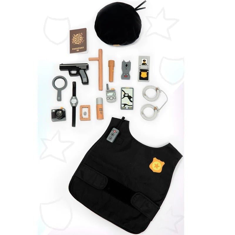 Image of Police Role Play Set - Wooden Simulation Toys for Boys, Costume Cosplay, Interactive Play, Educational Pretend Play, Fun Police Officer Dress-Up Set for Kids, Toddlers, Boys