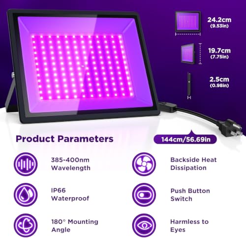 Image of UV Blacklight 150W 395nm 4-Pack for Halloween &Party