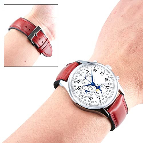 Image of BINLUN Leather Watch Band 14mm 16mm 18mm 19mm 20mm 21mm 22mm Quick Release Premium Oil Wax Leather and Breathable Silicone Hybrid Watch Bands Replacement Strap for Men Women