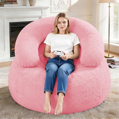 HABUTWAY Giant Bean Bag Chair, Oversized Beanbag Chair with Filler, Ultra Soft Teddy Fleec - image 3