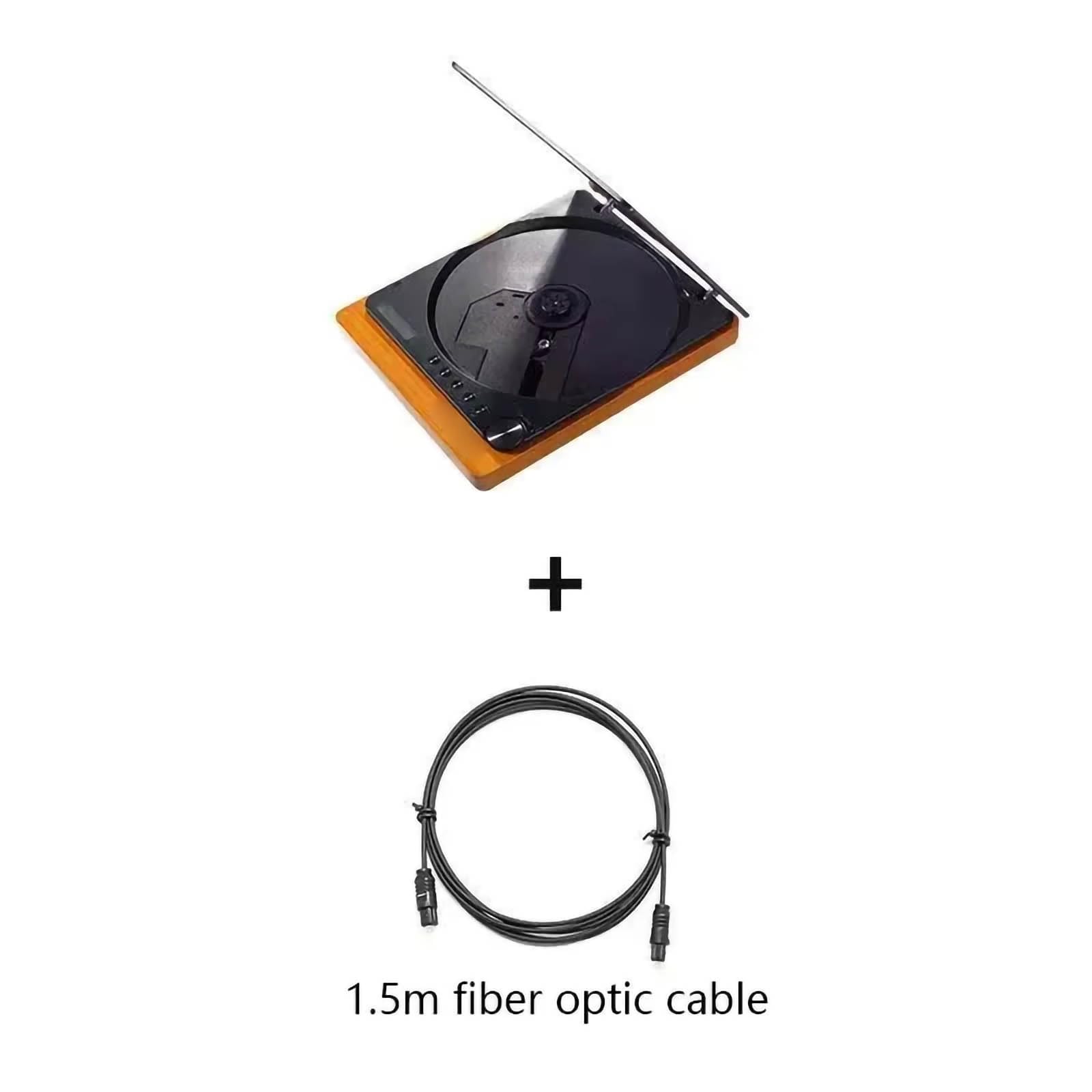 Mini lettore CD vintage, Bluetooth 5.1 con cavo in fibra ottica da 1,5 m, ripping da CD a USB, uscita digitale ottica, jack AUX da 3,5 mm, telecomando, USO AUTO DOMESTICO