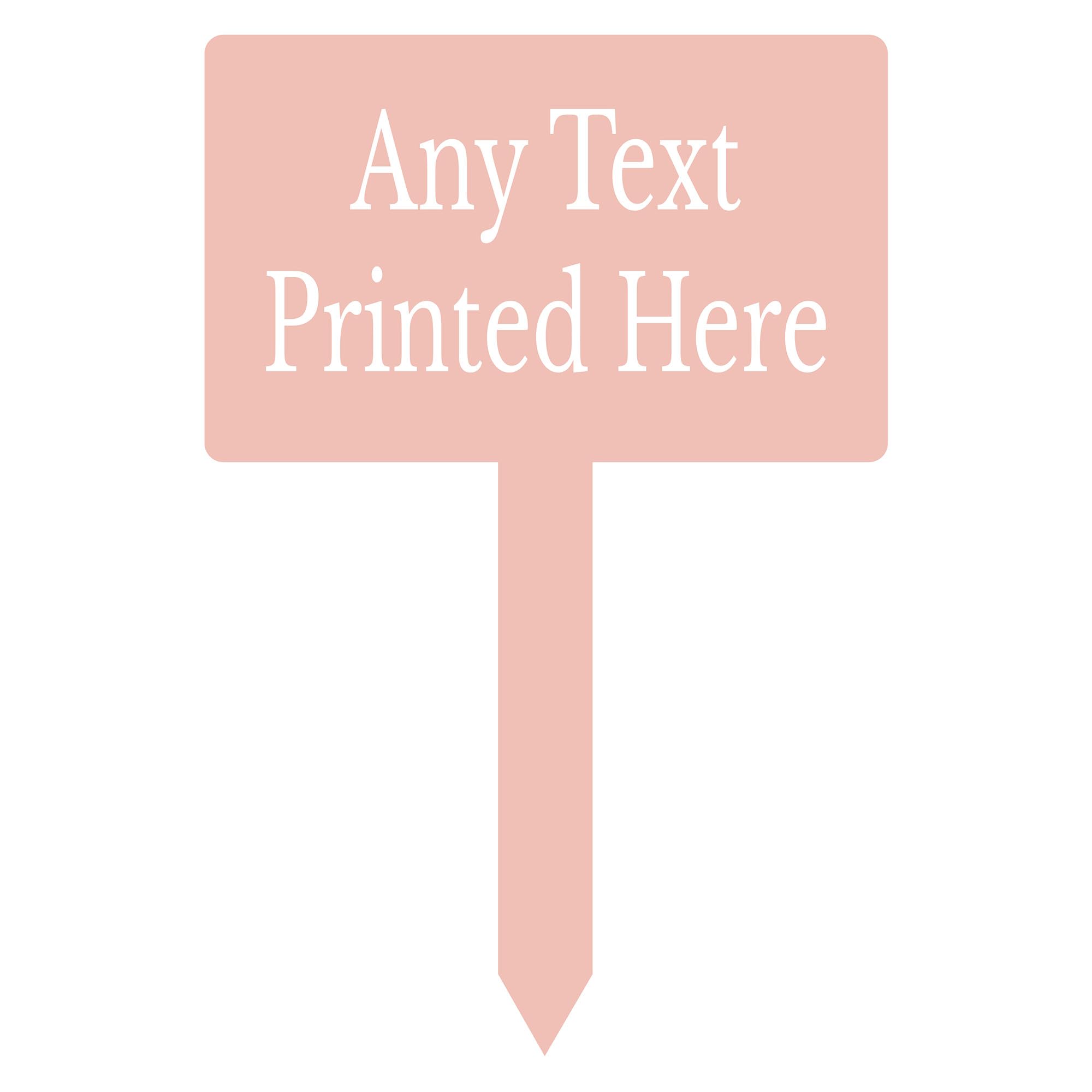 1stclassgifts Personalised Any Text Rectangle Garden Stake Spike Marker Tree Marker Garden Sign Selection Of Colours Available (UV PRINTED) (Peach Pink)