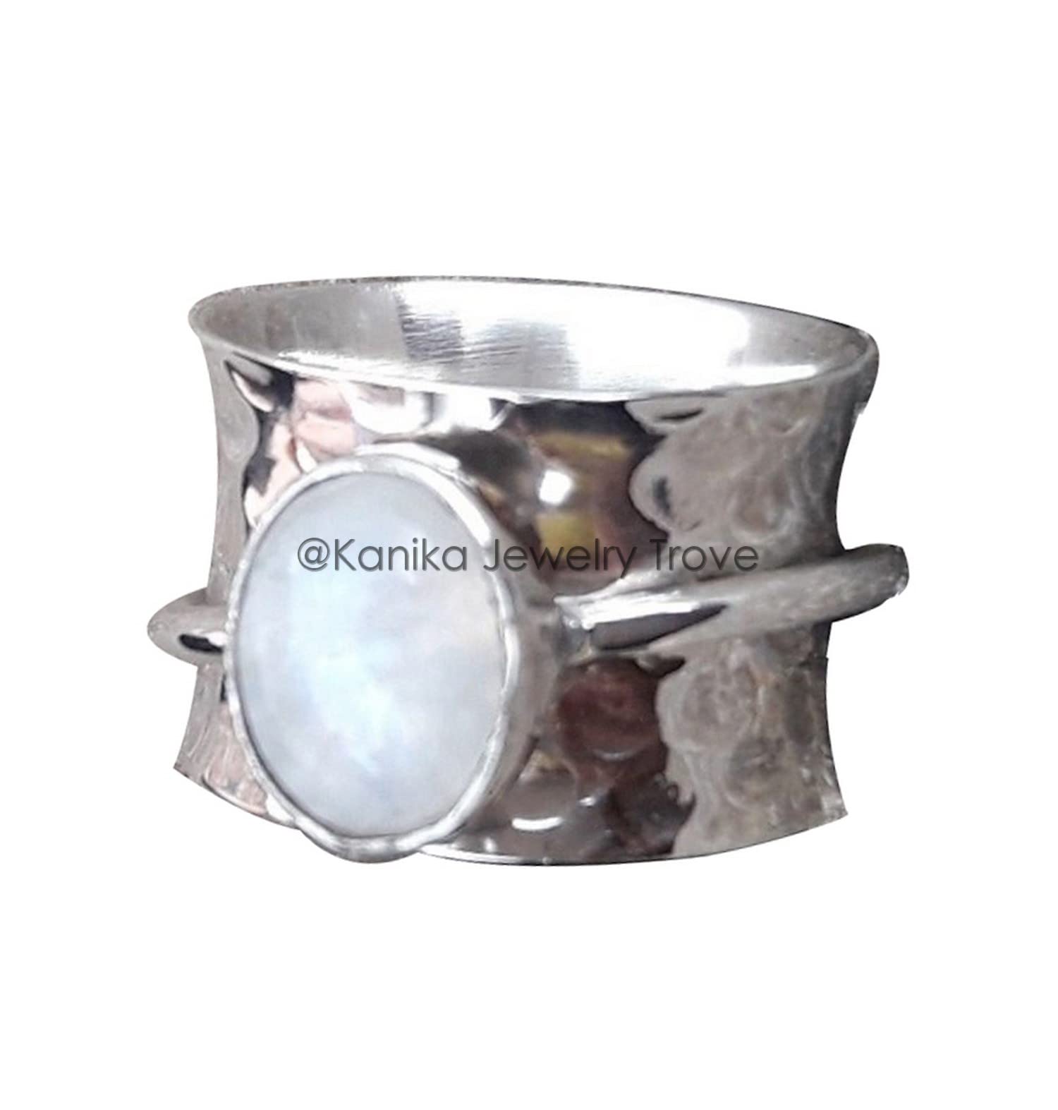 Mondstein Spinner Band Ring, massivem 925 Sterling Silber Ring, Geschenk Ring für Weihnachten, Daumenring