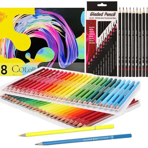 Image of Corslet Set of 60 Pcs - 48 Pc Pencil Colour Set &12 Pc Drawing Pencil Set Colour Pencil Set for Kids Artists Colour Pencils 48 Shades Oil-Based Professional Colored Pencils for Coloring and Sketching
