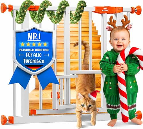 KIDIZ Absperrgitter zum Klemmen mit Katzenklappe, Türschutzgitter,...