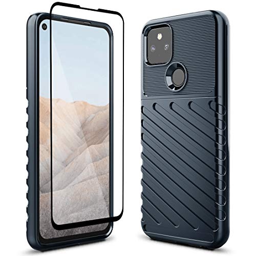 Sucnakp for Pixel 5A 5G Case Google 5A 5G Case with Screen Protector Shock Absorption Anti Scratch Heavy Duty Durable Drop Protection Cell Phone Cover for Google Pixel 5A 5Gï¼ˆLT Blueï¼‰