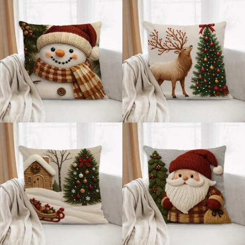 Housses de coussin de Noël lin renne canapé chaise salon appartement
