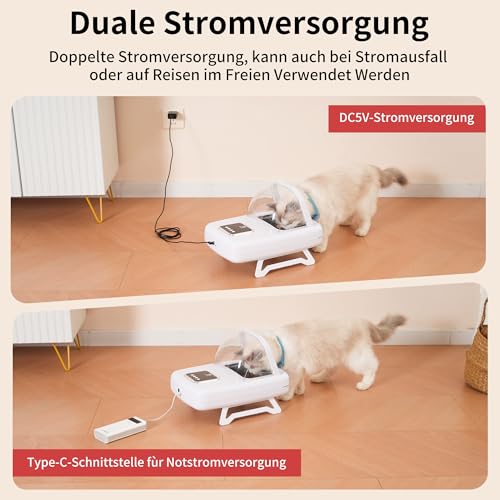 Futterautomat Katze, Futterautomat für Haustiere mit RFID-Halsbandanhänger, Erkennt 134,2 kHz 15-stellige Haustier-Chip-ID, Verhindert Futterdiebstahl, Geeignet für Nass- und Trockenfutter