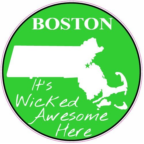 U.S. Custom Stickers Boston Wicked Awesome Green Circle Decal 5 Inch