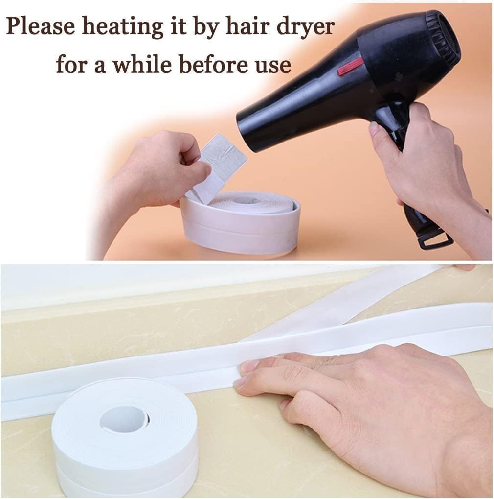 CEPLO Waterproof Caulk Strip,Kitchen,Bathroom, Toilet And Wall Corner Self Adhesive Sealing Tape for Kitchen, Bathroom, Wall Corner, White (WHITE, PACK OF 1) 1