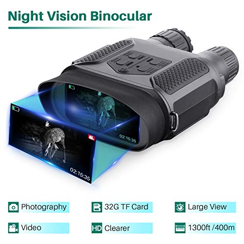 Jumelle Vision Nocturne pour Adultes, avec carte TF 32GB, zoom numérique infrarouge HD 7x, portée caméra 400M, pour chasse camping exploration navigation