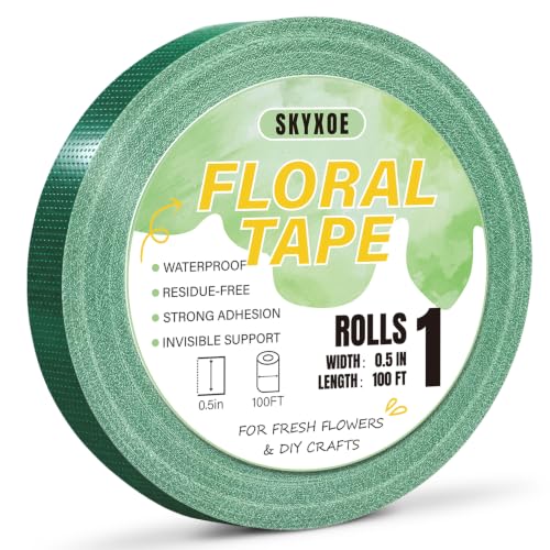 Green Floral Tape for Stem Wrapping, 0.5 Inch, 1 Roll, 100FT