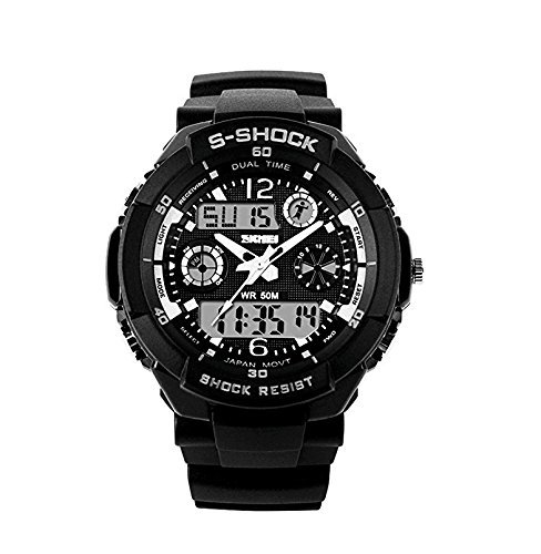 Shangdongpu Military Stylish Waterproof Watch,Fashion Shockproof Watch with Durable Soft Rubber Band