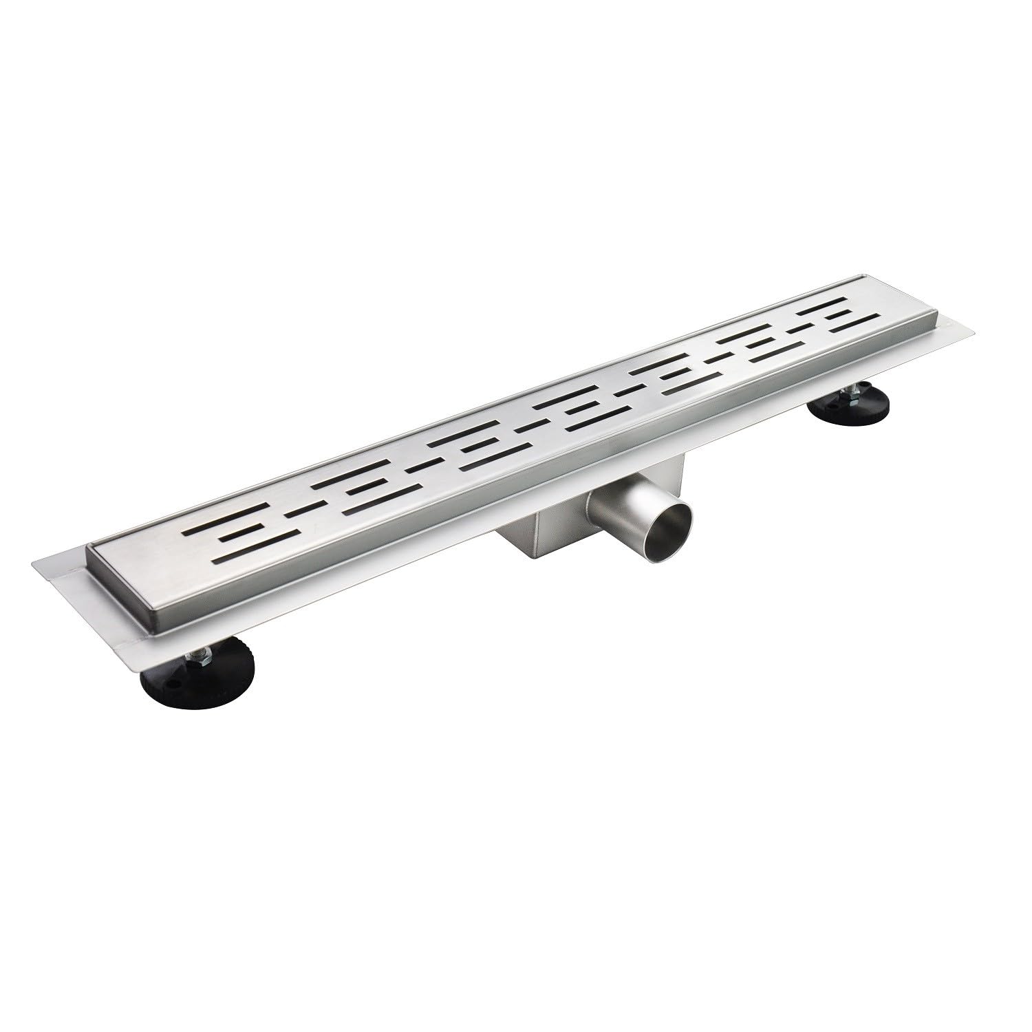 JAZY Caniveau de douche L.110 cm design linéaire, acier inoxydable, siphon anti-odeurs, drainage élevé