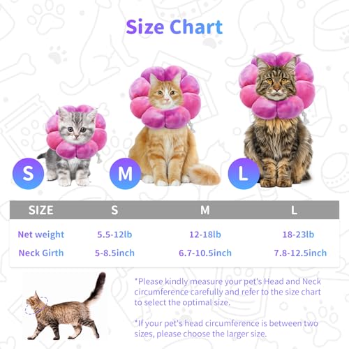 Image of Flower Cat Cone, Cat Cone Collar Dog Cone Soft Recovery E-Collar Dog Elizabethan Collar for Dogs and Cats to Stop Licking (Rose Purple, L)