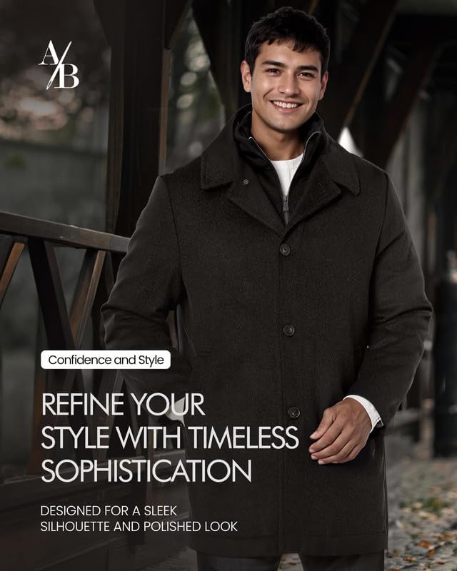 Adam Baker Men's Wool Coat | Classic Fit, Single-Breasted Overcoat | Big and Tall Winter Coats for Men | Wool Blend Jacket - Image 7
