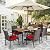 Tangkula 7 Pieces Patio Dining Set, Acacia Wood Wicker Dining Furniture Set with Sturdy Steel Frame & Umbrella Hole, Outdoor Dining Table Chair Set with Removable Cushions for Backyard, Garden