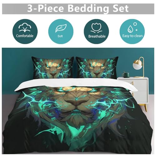 Funda nórdica de león 3D 135x200 cm para cama juvenil e infantil de animales 7