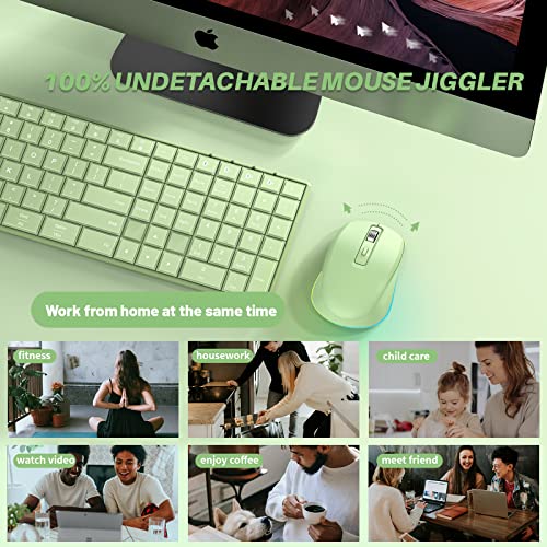 CIDOO Built-in Jiggler Mover 2.4G Wireless Rechargeable Mouse, Undetectable Automatic Mouse Mover, Keep Computer Awake Mouse with LED Lighting & USB Receiver for Computer/Laptop/Desktop, Green - Image 5