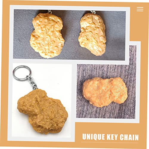 FRCOLOR Simulierter Hähnchen Nugget Schlüsselanhänger Kreativer Schlüsselring für Studenten Lustiges Fried Food Ornament Einzigartiger Anhänger für Schlüssel und Deko