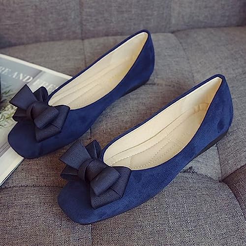 INEELUYI Women's Candy Color Casual Sqaure Toe Slip on Ballet Flats Buckle Non-Slip Dress Flat Shoes2