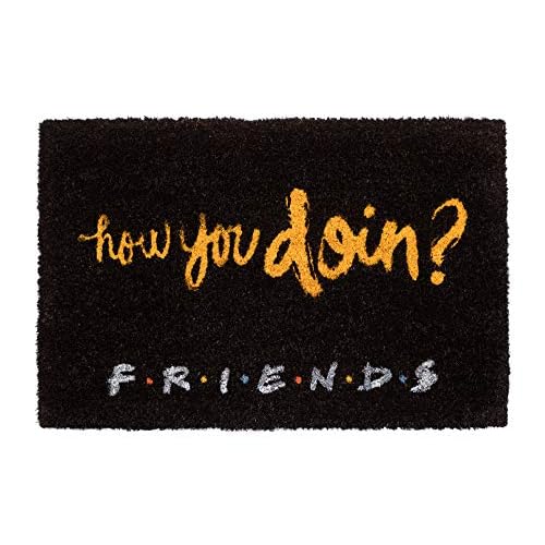 Felpudo Friends - Felpudo entrada casa antideslizante 40 x 60 cm - Alfombra entrada casa exterior How you doin?, Fabricado en fibra de coco - Productos con licencia oficial