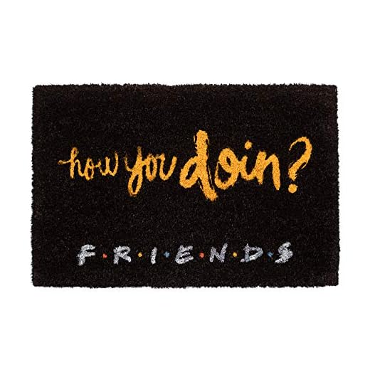 Felpudo Friends - Felpudo entrada casa antideslizante 40 x 60 cm - Alfombra entrada casa exterior How you doin?, Fabricado en fibra de coco - Productos con licencia oficial