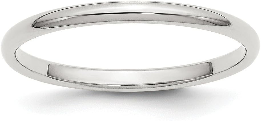 Solid 925 Sterling Silver 2mm Half-Round Plain Classic Traditional Wedding Band Ring (2mm)