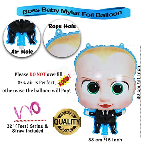 Image of Propsicle Birthday Boss Baby Decorations Foil Blue Balloon Pack of 5 Set For Boss Baby Theme Kids Party Prince Kids Helium Foil Balloon Item.