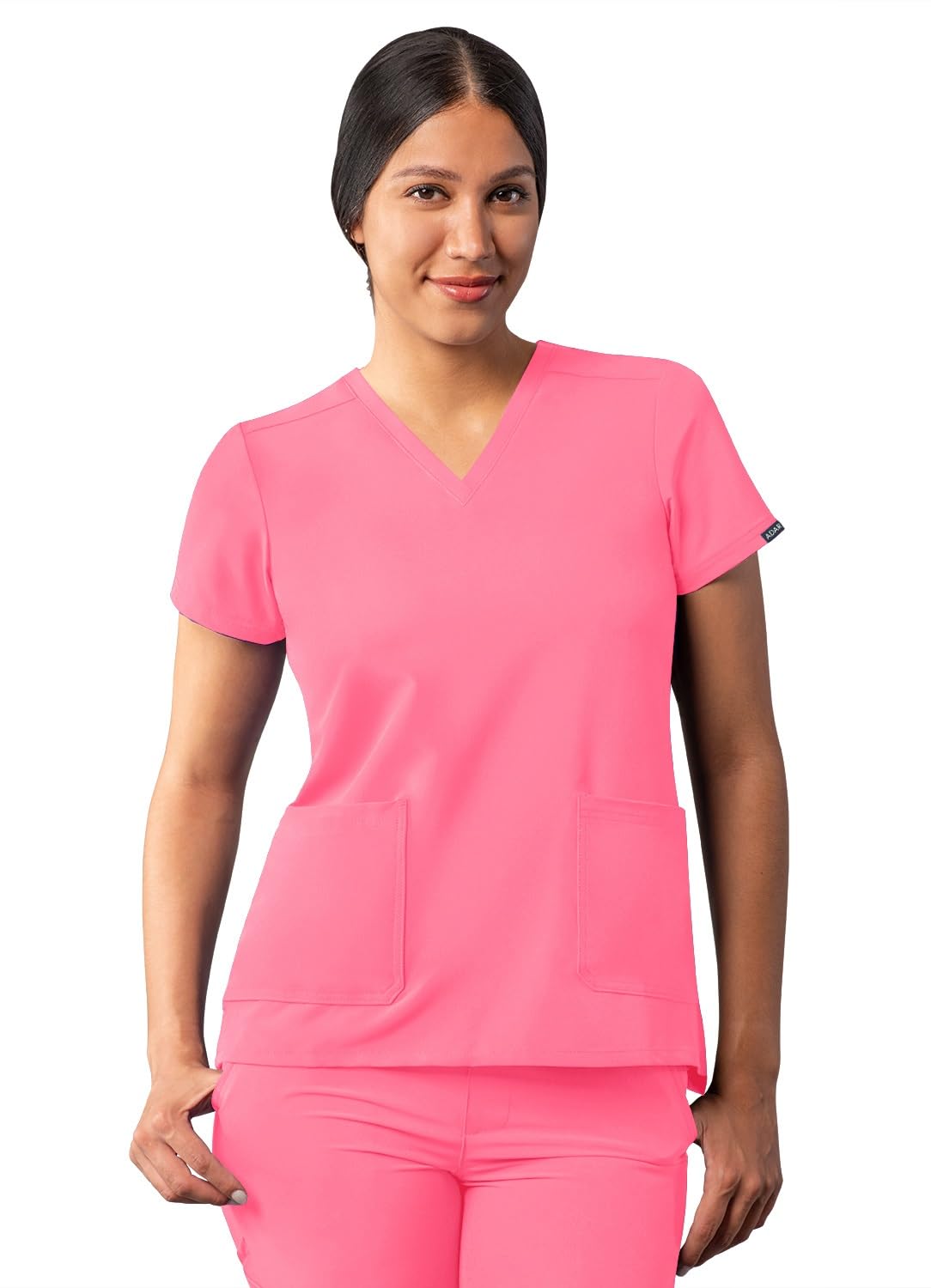 Adar Addition Scrubs for Women - Modern V-Neck Scrub Top - A6008 - Azalea Pink - XXS