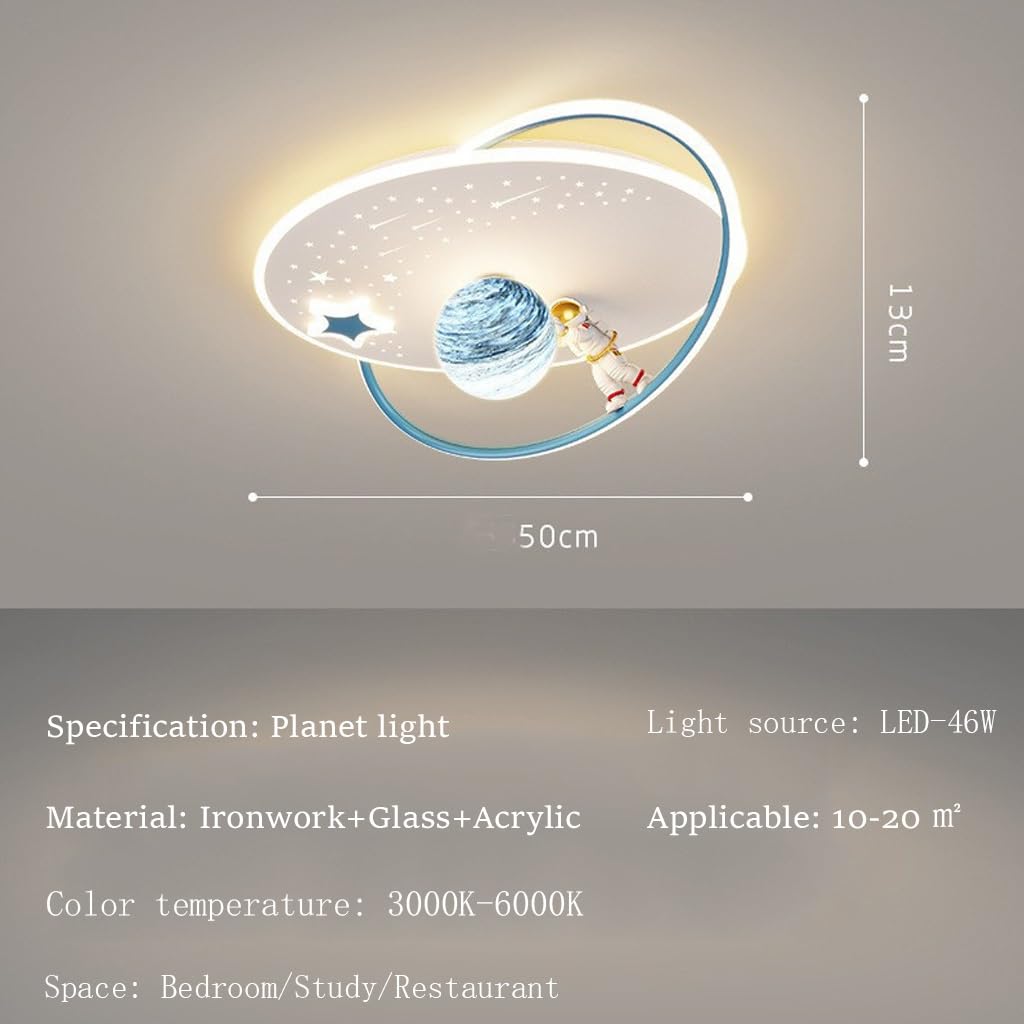 Plafonnier LED Enfant Lune Astronaute - Télécommande Intensité Variable 64W