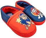 Paw Patrol Slippers for Kids, Mismatch A-Line House Shoes, Red/Blue, Little Kid 11/12