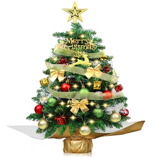 60cm Mini Weihnachtsbaum mit LED Beleuchtung,Kleiner Künstlicher...