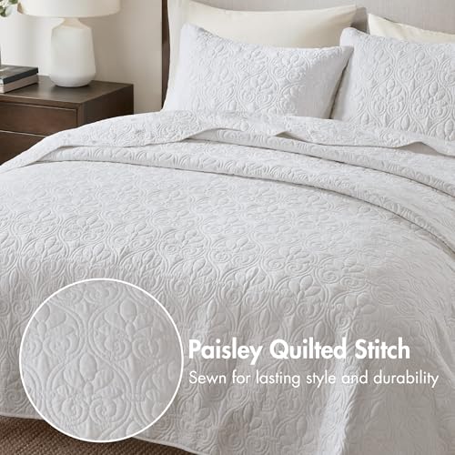 Image of Madison Park Luxurious Cotton Damask Quilt Set, 2PC Twin /Twin XL Bed Set