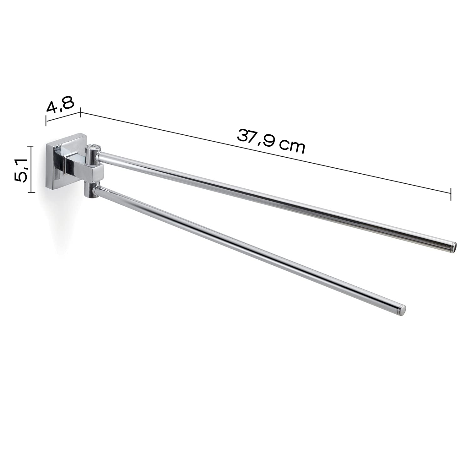 Gedy Olimpo Double Towel Rail, Stainless Steel, Chrome, 37.9 x 4.8 x 5.1 cm, 37,9x4,8x5,1 - Image 2