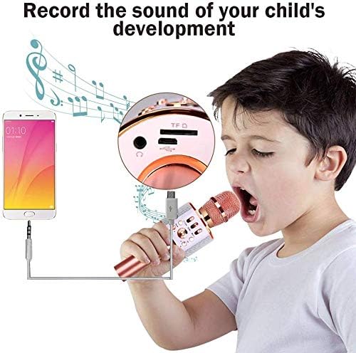 Microphone for Kids Children Karaoke Microphone Wireless Bluetooth Microphone 4-in-1 Toy Microphone Echo Mic Karaoke Machine Portable Microphones Christmas Birthday Gifts for Age 4,5,6,7,8 (Rose)