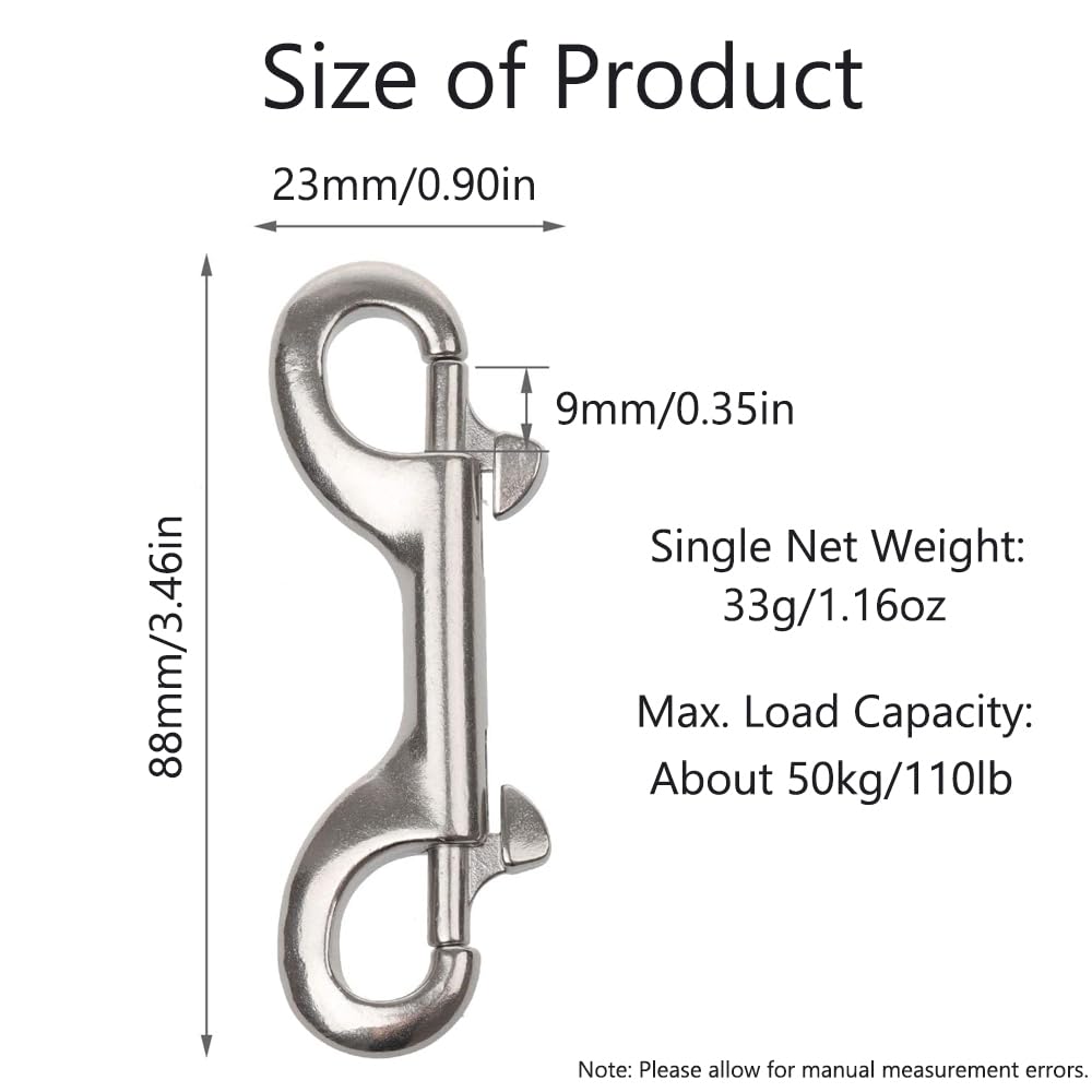 SEIWEI 6 Pieces Double Ended Bolt Snaps Hook 3.46inch/88mm Zinc Alloy Double Trigger Clips Home Pet Accessory for Linking Dog Leash Collar Key Chain Horse Tack Pet Sling Feed Buckets