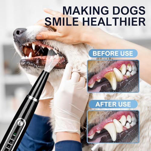 Ciphuoly Ultrasonic Dog Toothbrush & Sonic Tooth Cleaner for Dogs - Effective Teeth Cleaning, Safe Gentle Dental Care for Pets, Removes Plaque Tartar, Rechargeable 5 Modes + 4 Heads