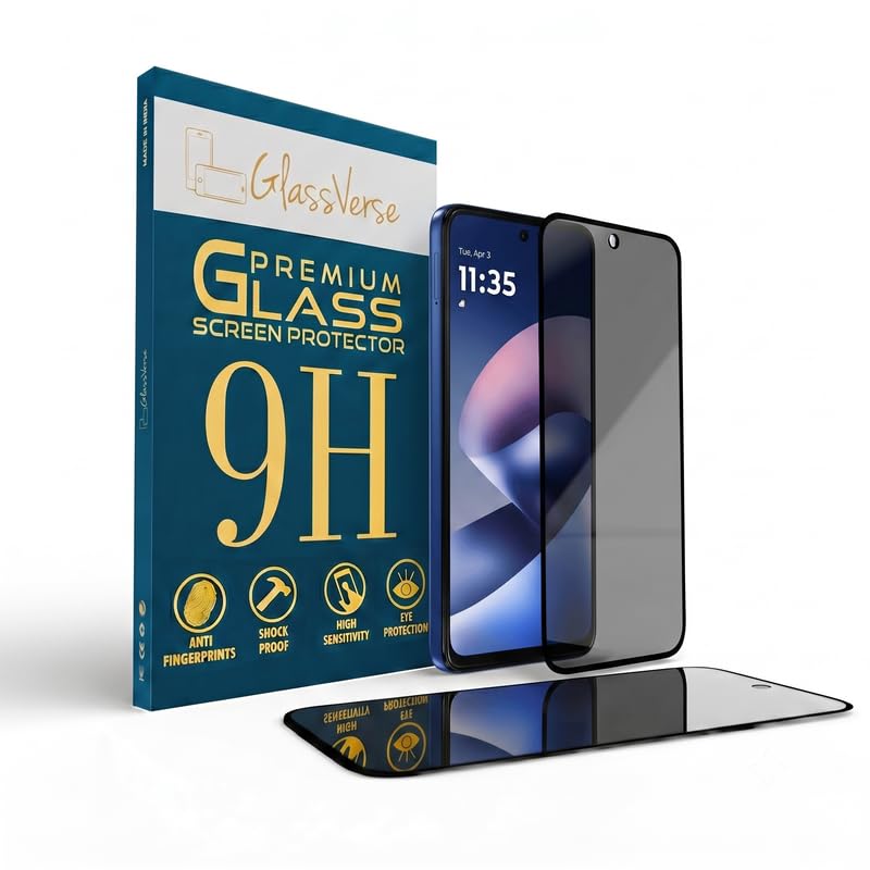 Image of GlassVerse Ultra Privacy Tempered Glass For Motorola G37 (Pack Of 2) with Free Installation Kit. Edge To Edge. (In-Screen FingerPrint Lock will not work with the Privacy Guard) - 6.67 inch